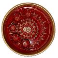 Red Aarti Thali with White Ganesha Design and Accessories-10.75"